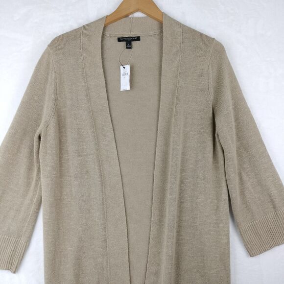 Banana Republic Duster Sweater Womens Small Brown Long Open Cardigan Luxury NEW - Picture 4 of 16